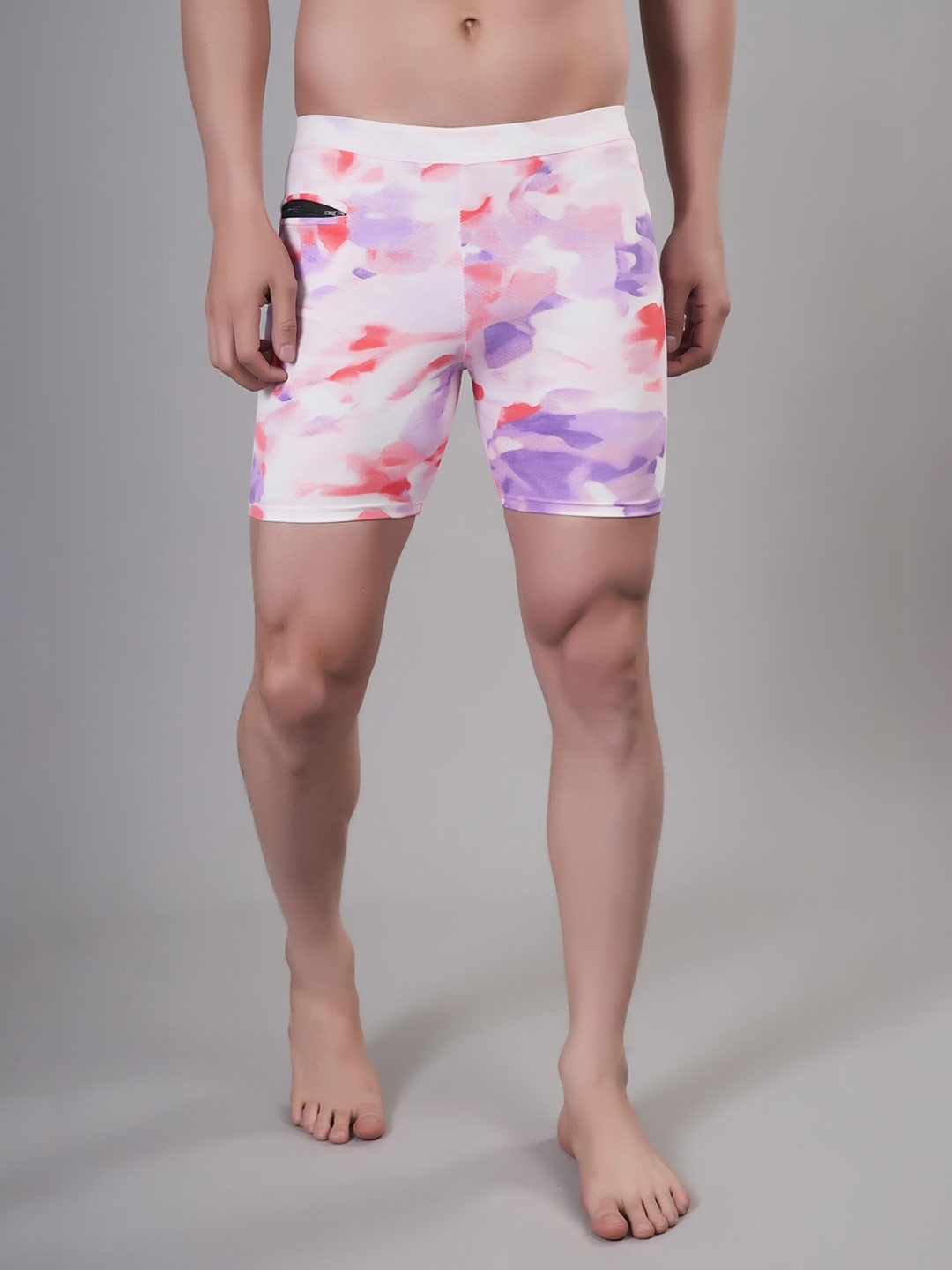 

Apraa & Parma Men Printed Slim-Fit High-Waist Swim Bottoms, White