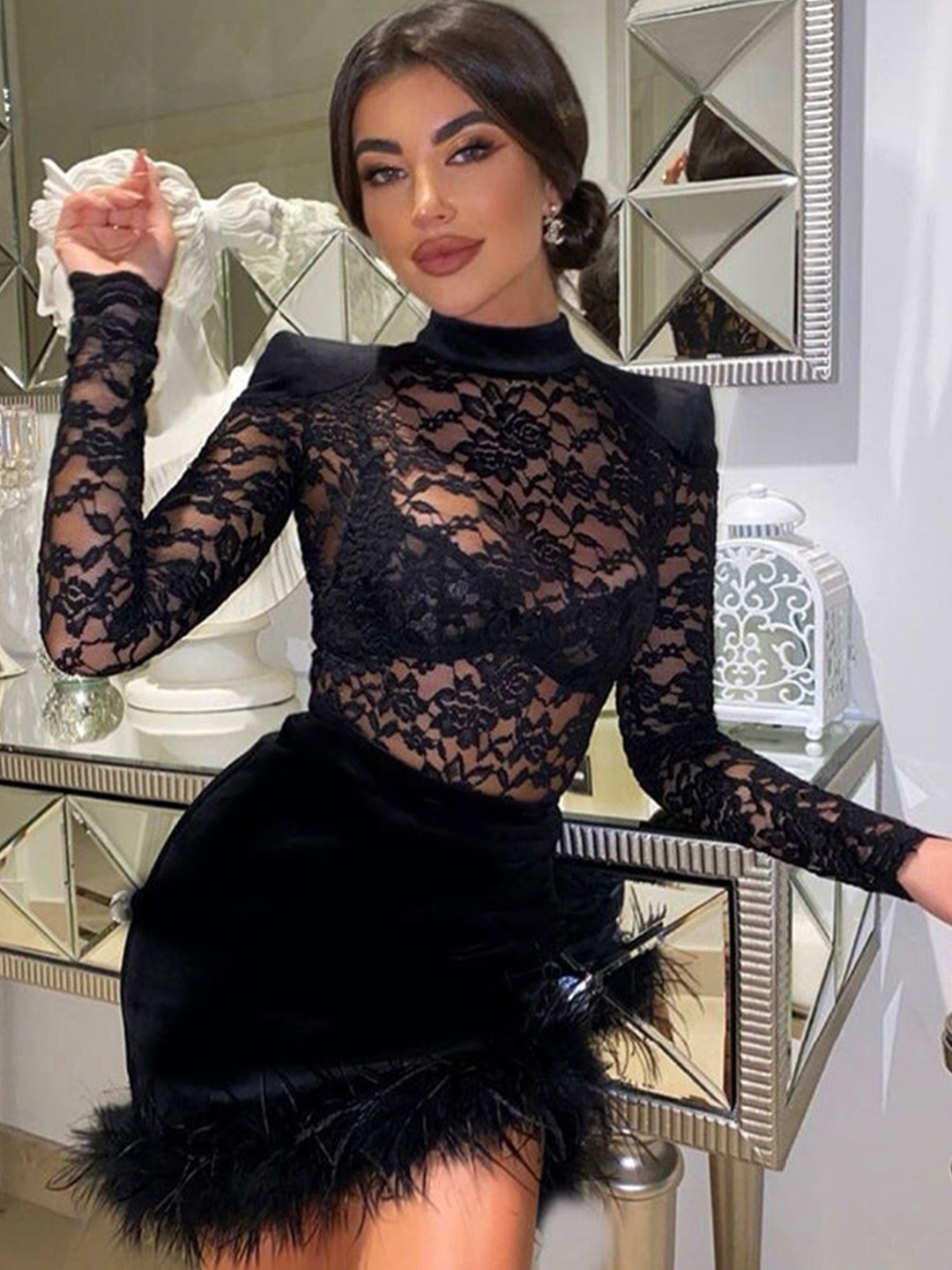 

DressBerry Black Self Design Sheath Dress
