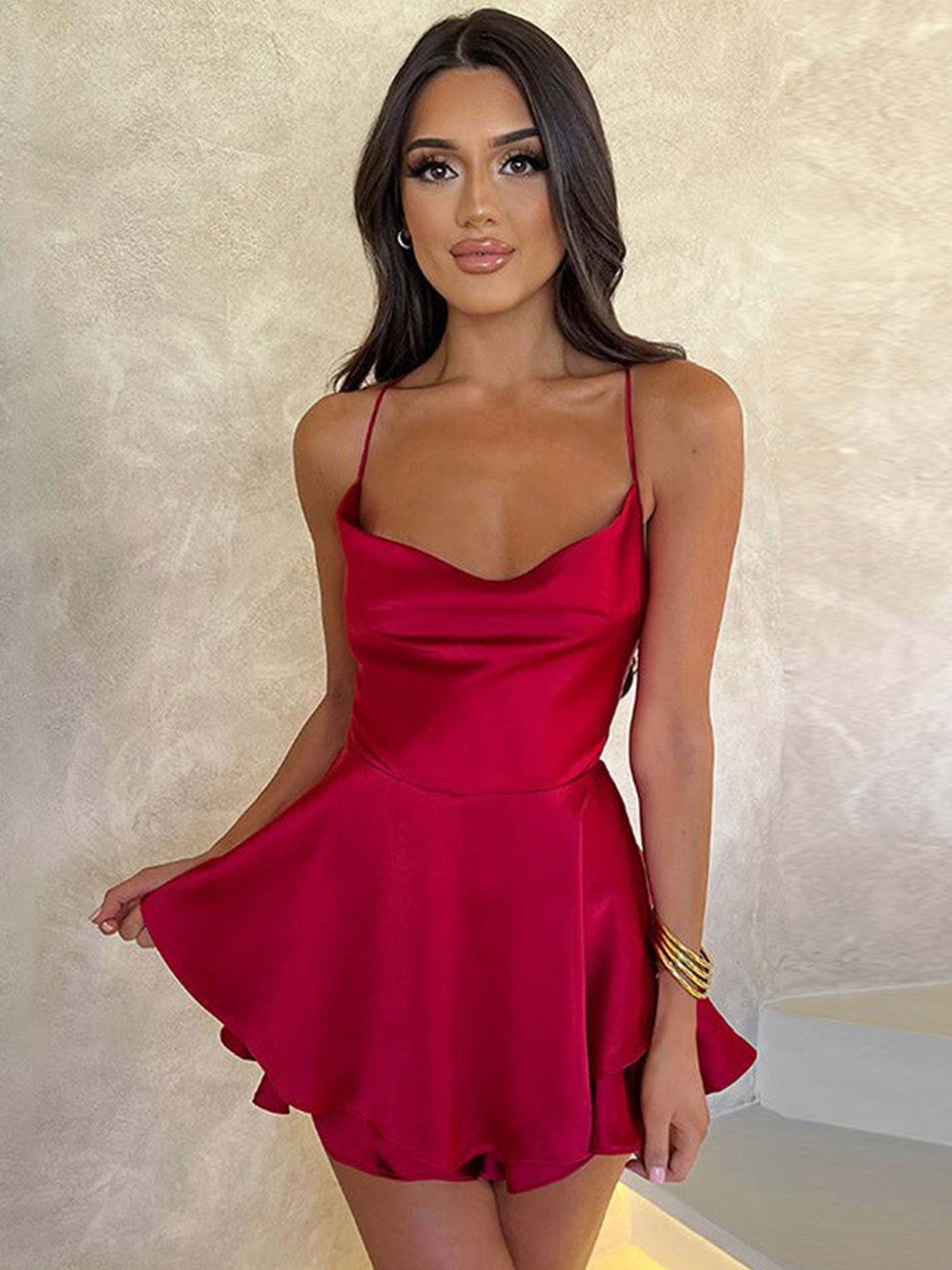 

DressBerry Red Fit & Flare Mini Dress