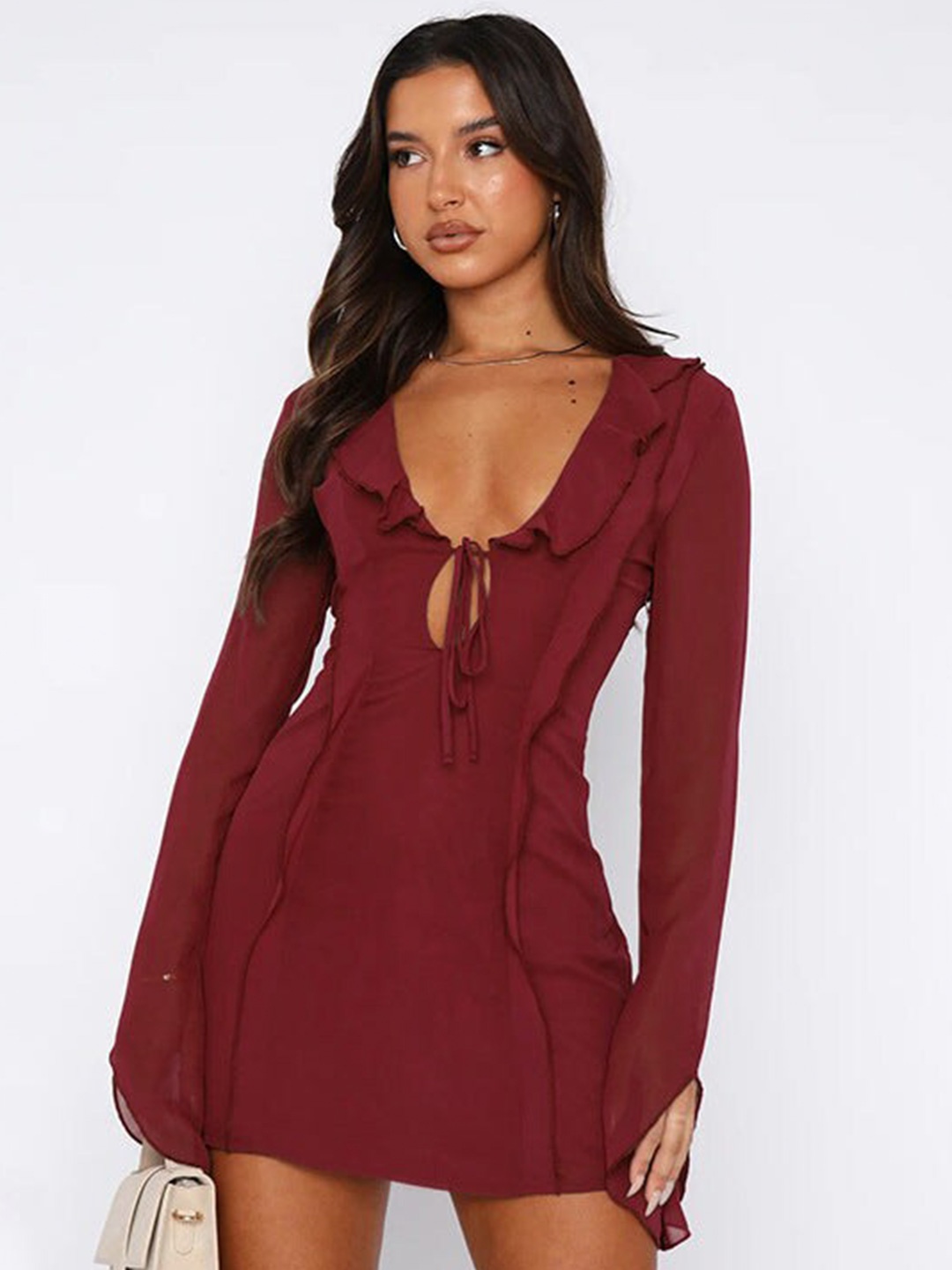 

DressBerry Maroon A-Line Mini Dress