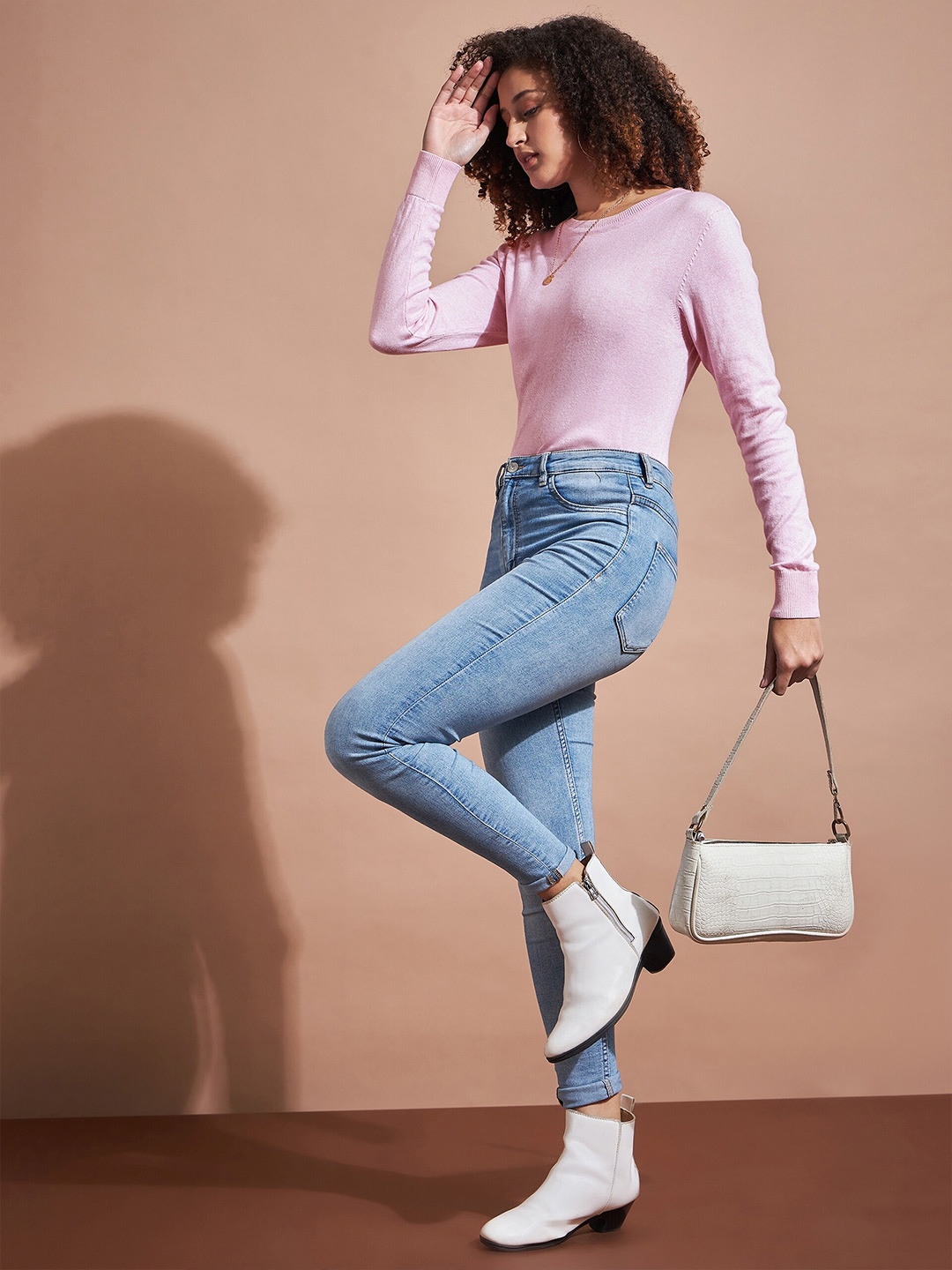 

BAESD Round Neck Cotton Pullover, Pink