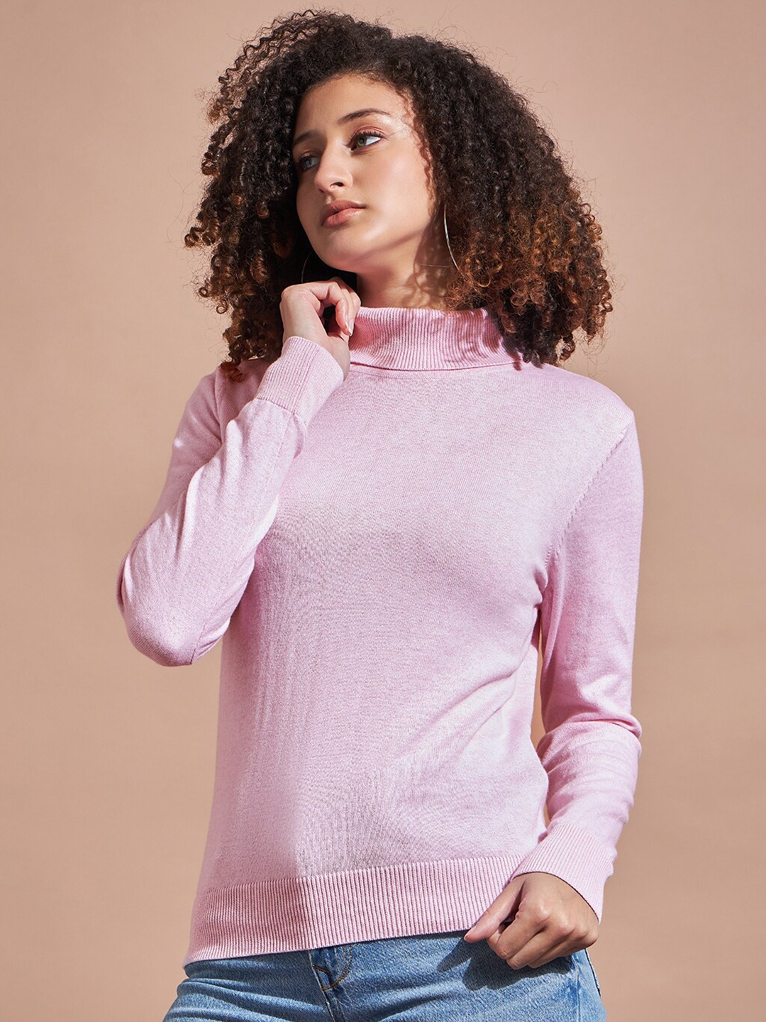 

BAESD Turtle Neck Cotton Pullover, Pink