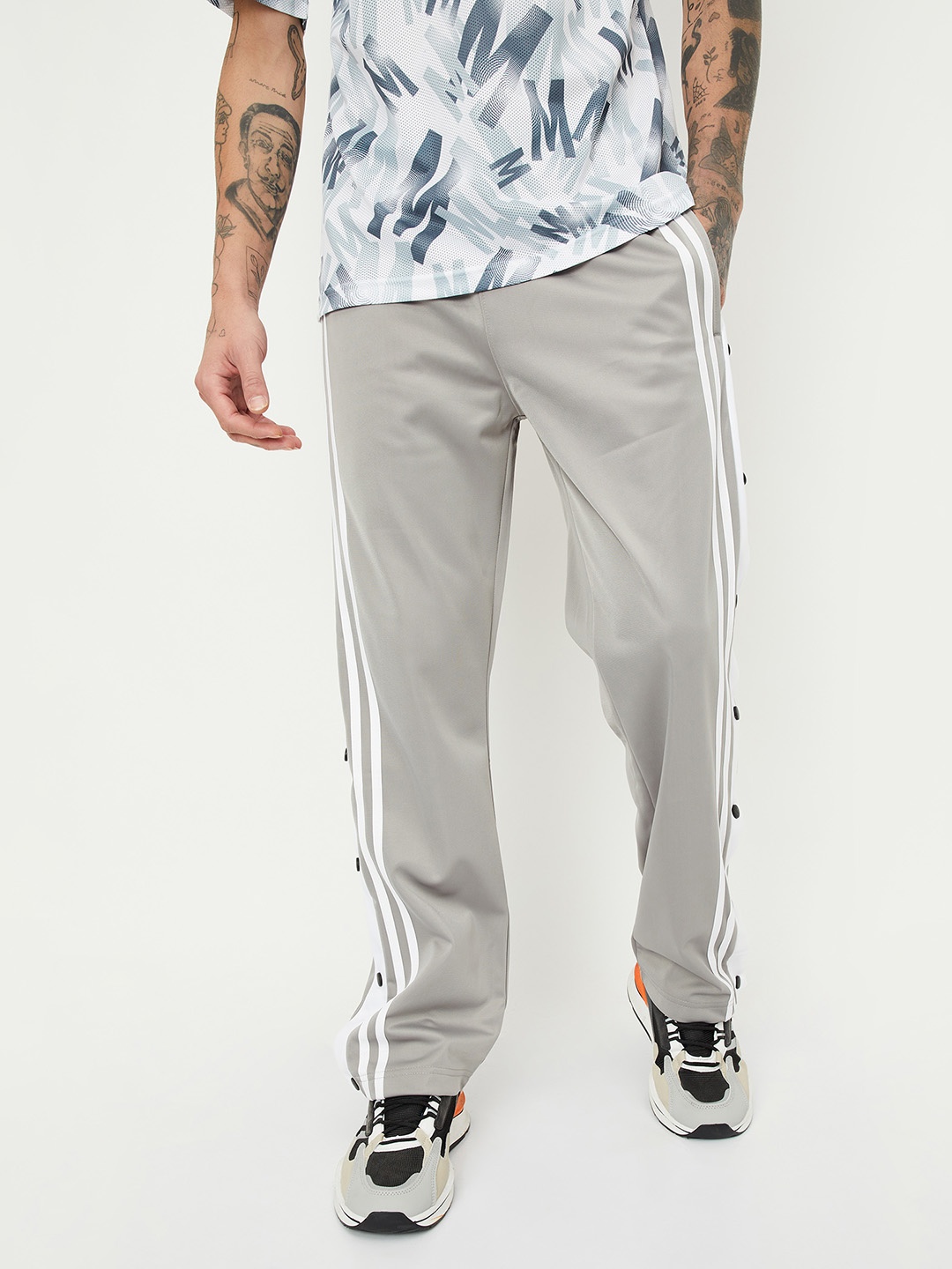 

max Men Mid-Rise Track Pants, Grey