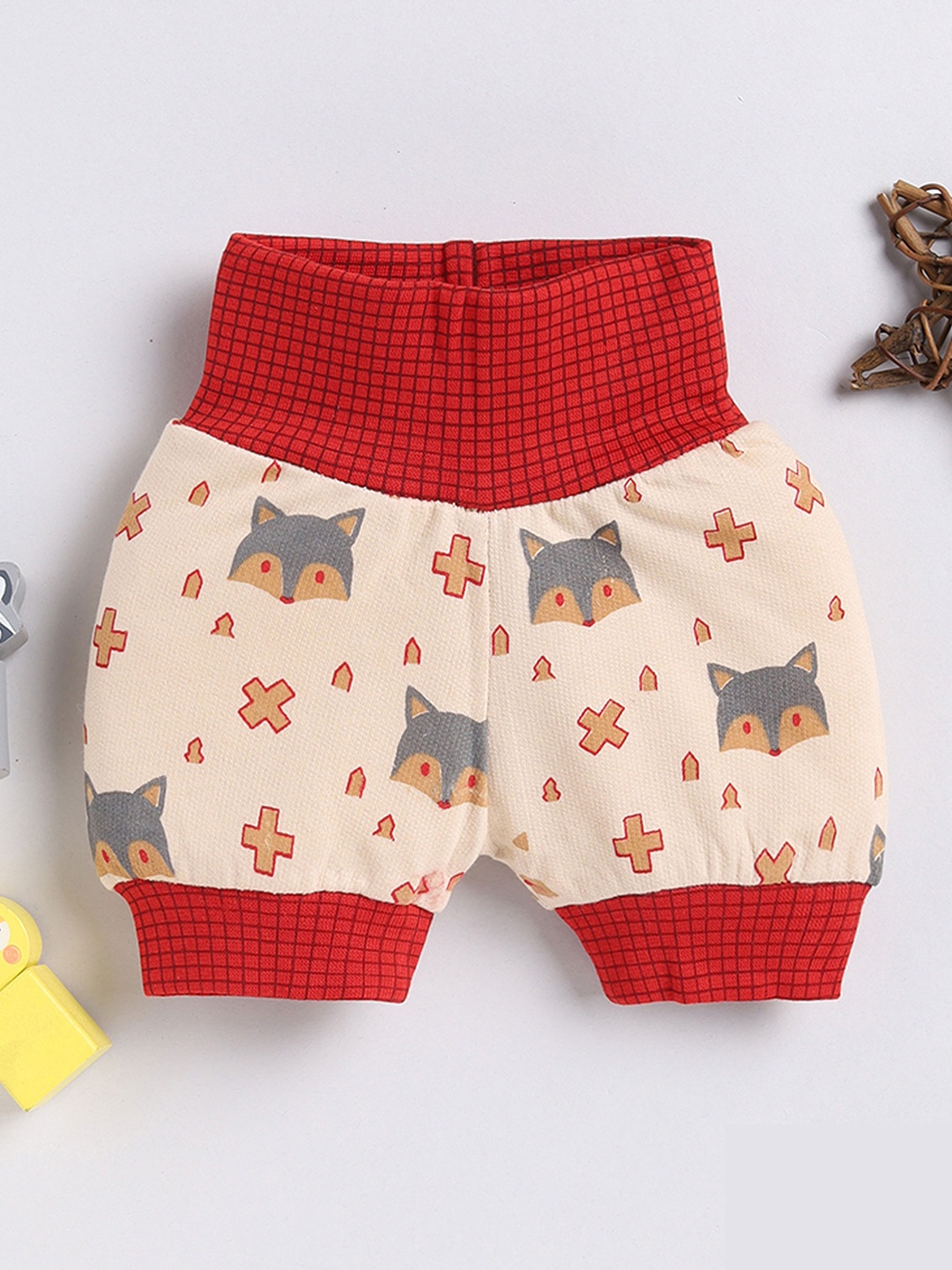 

Moms Love Infants Boys Conversational Printed Cotton Shorts, Beige