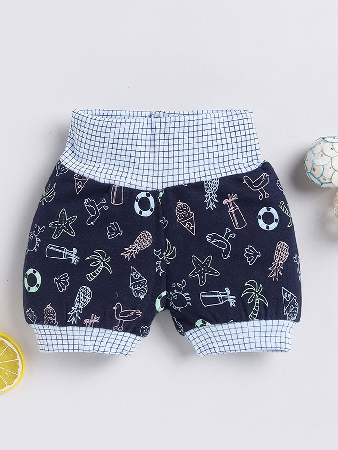 

Moms Love Boys Conversational Printed Cotton Shorts, Navy blue