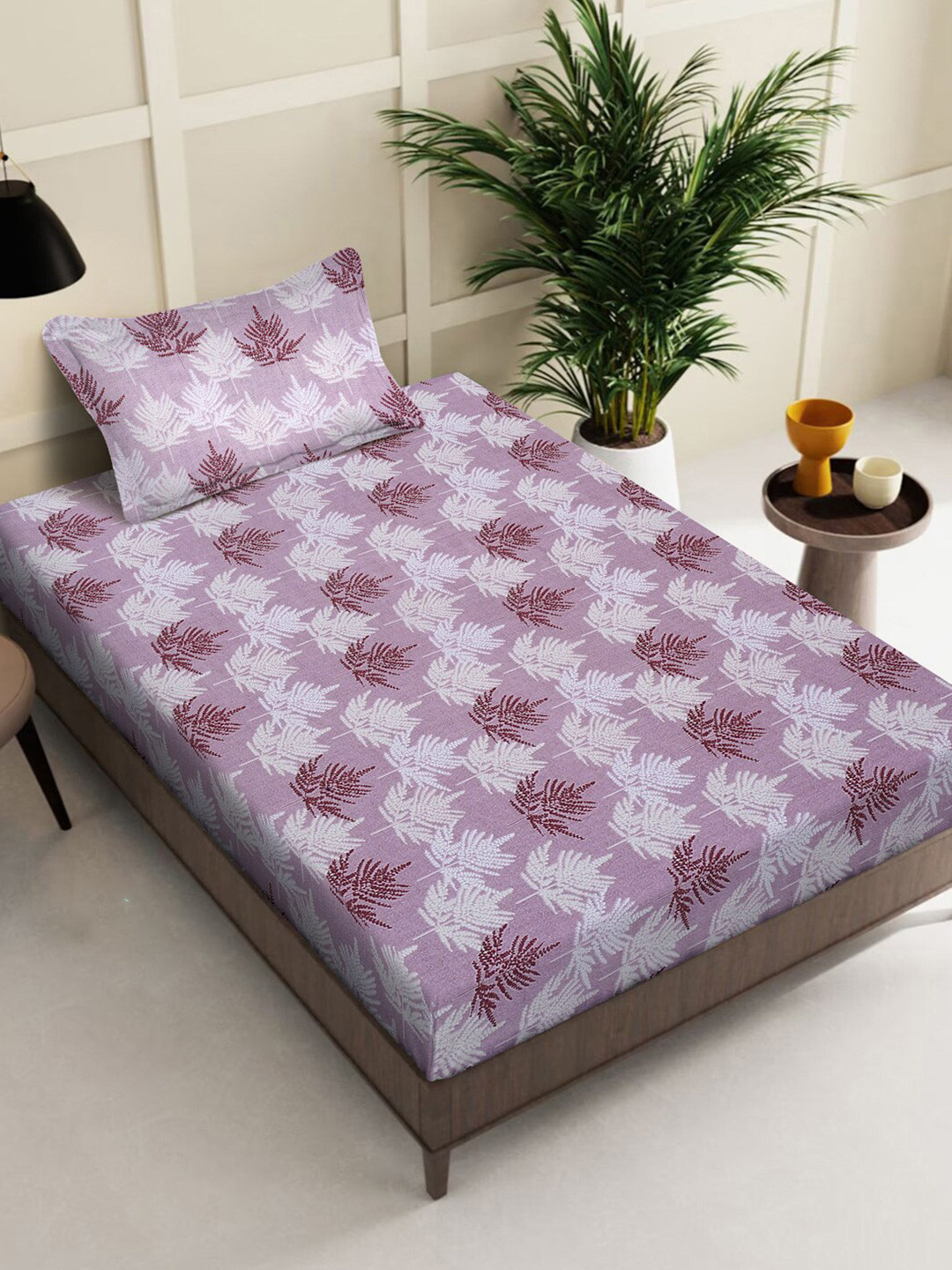 

KLOTTHE Pink & White Floral Printed 400 TC Pure Cotton Single Bedsheet & Pillow Cover
