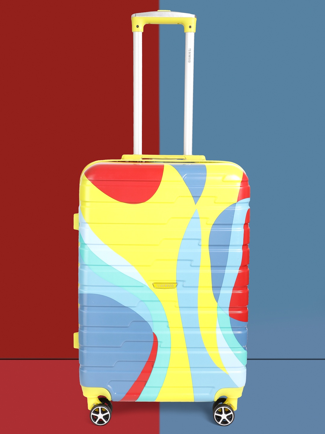 

Teakwood Leathers Carnival Print 360 Degree Rotation Hard Medium-Sized Trolley Bag 32L, Yellow