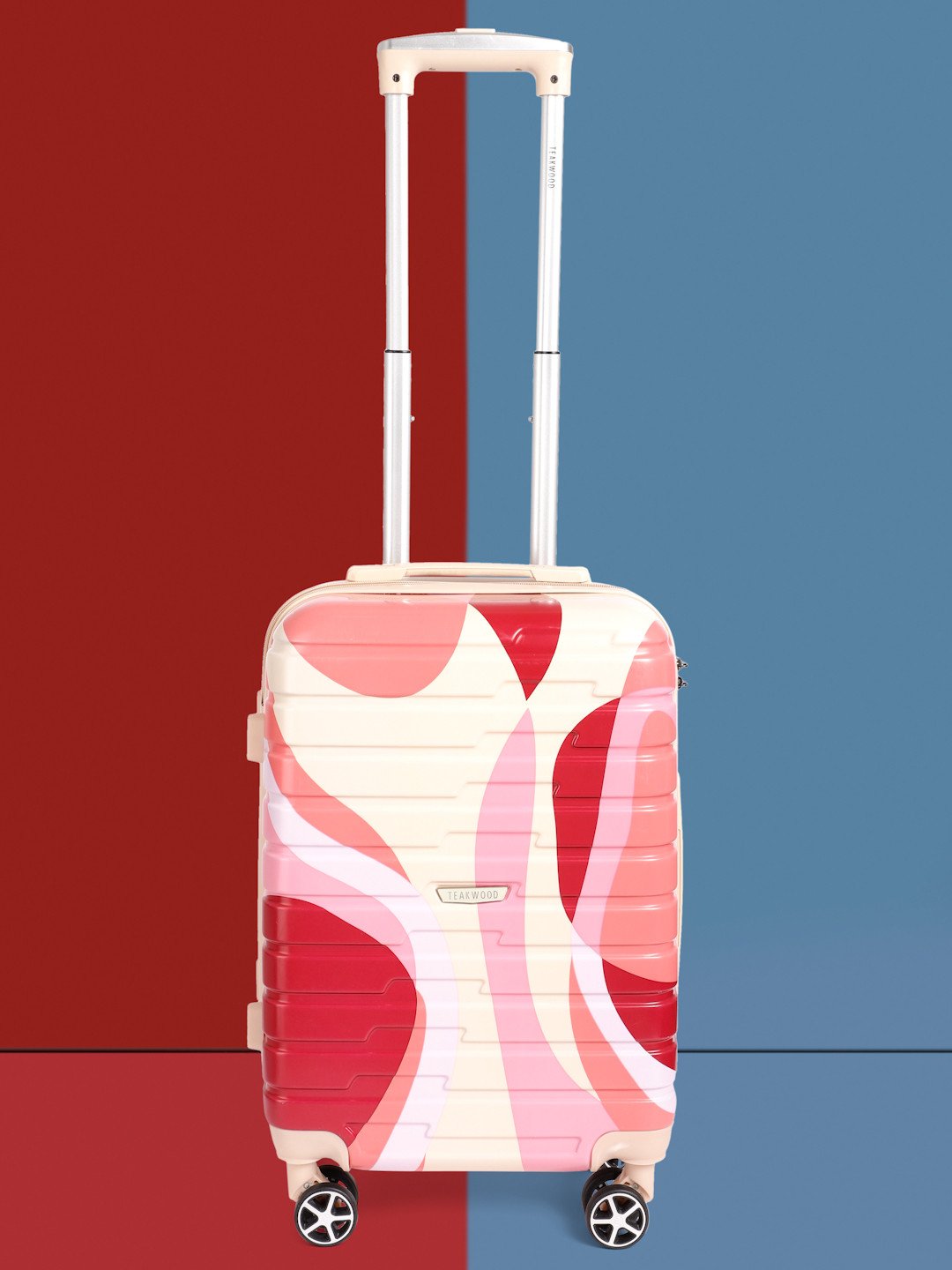 

Teakwood Leathers Carnival 360 Degree Rotation Hard-Sided Cabin-Sized Trolley Bag 32.2L, Pink