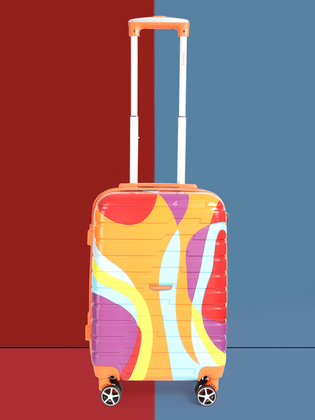 

Teakwood Leathers Carnival 360 Degree Rotation Hard-Sided Cabin-Sized Trolley Bag 32.2L, Multi