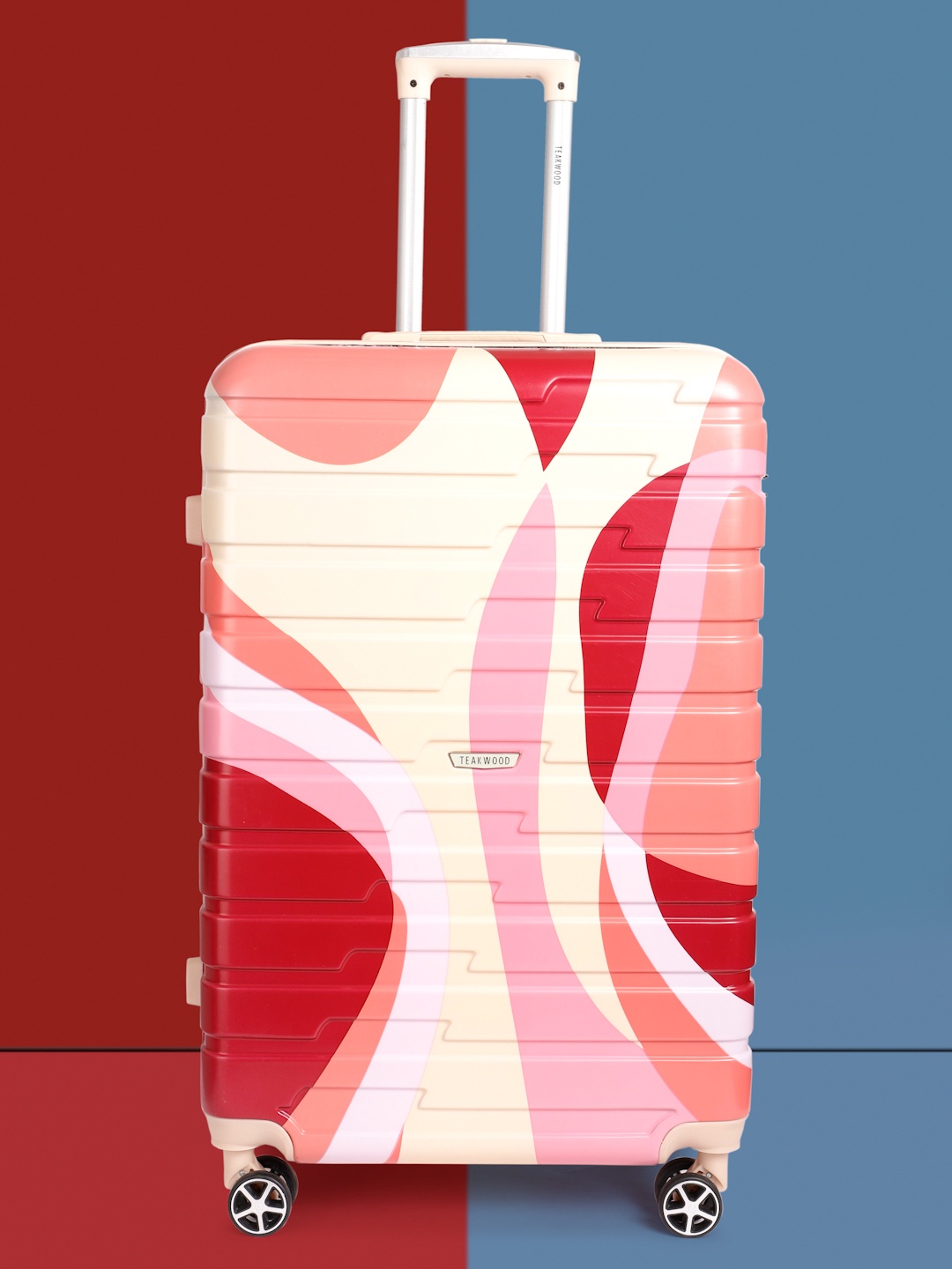 

Teakwood Leathers Carnival Print 360 Degree Rotation Hard Large-Sized Trolley Bag 95.5L, Pink