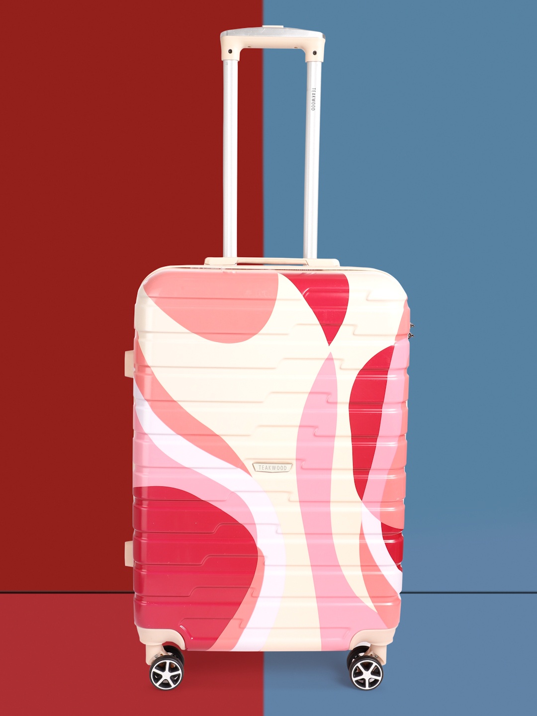 

Teakwood Leathers Carnival Print 360 Degree Rotation Hard Medium-Sized Trolley Bag 54.6L, White