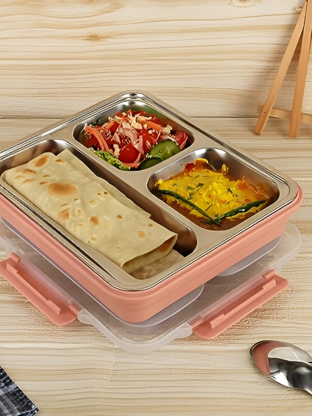

Femora Pink Stainless Steel Dishwasher Safe Lunch Box