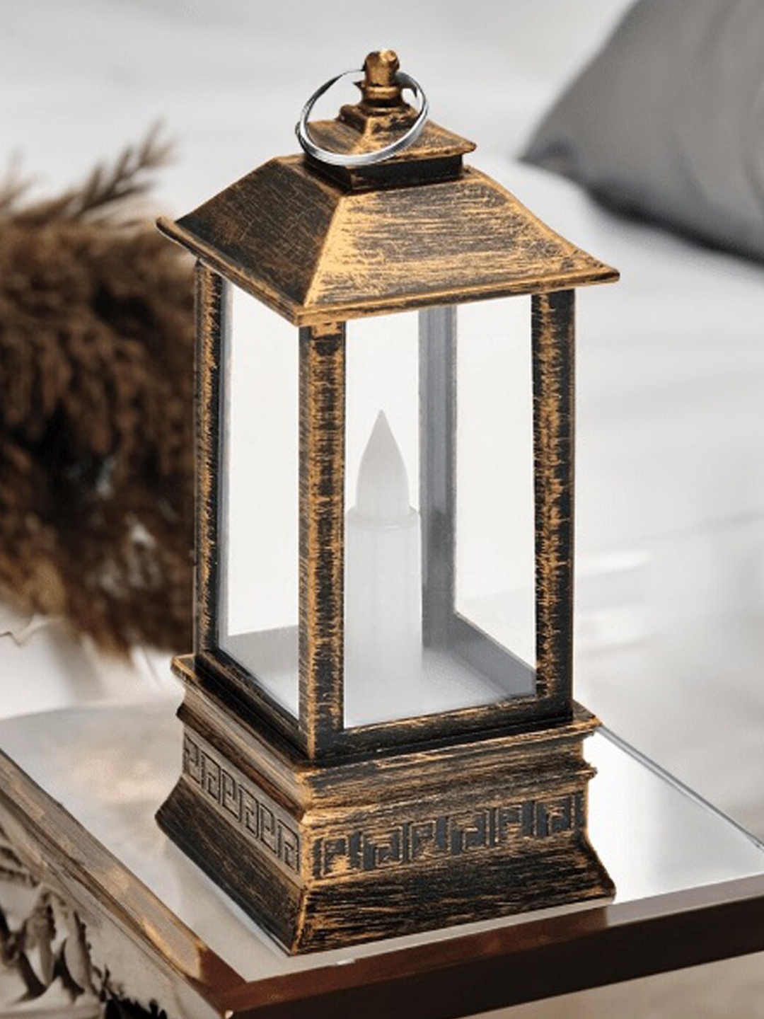 

Athome by Nilkamal Gold Toned Rectangle Acrylic Table Hanging Lantern Lamp