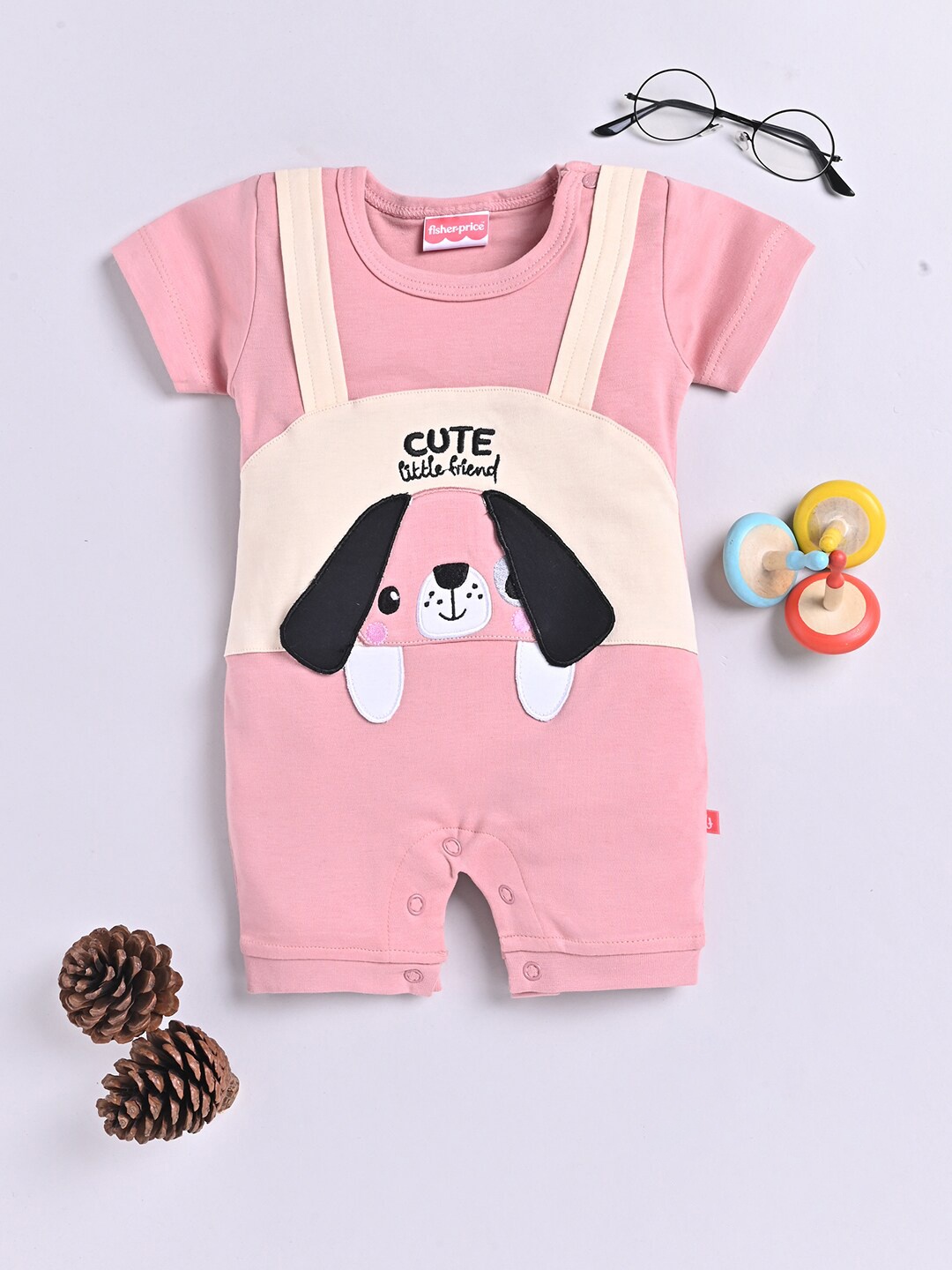 

Moms Love Infant Girls Printed Cotton Rompers, Peach