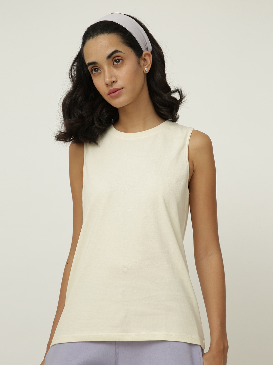 

Saltpetre Women Cream-Coloured Organic Cotton T-shirt