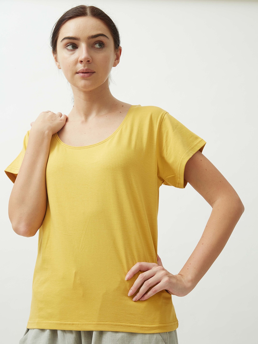 

Saltpetre Organic Cotton Scoop Neck Lounge T-shirt, Yellow