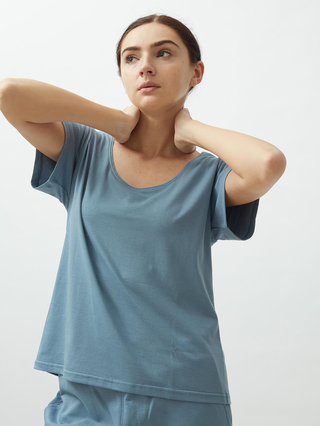 

Saltpetre Organic Cotton Scoop Neck Lounge T-shirt, Blue