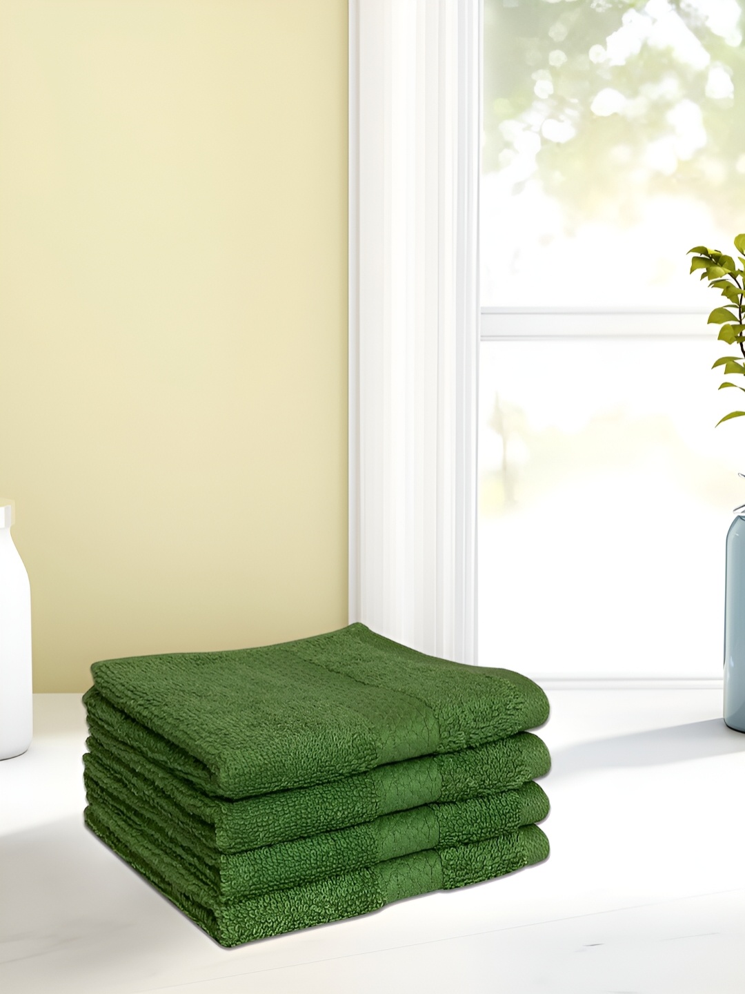 

SPACES Colorfas Green 4 Pieces Pure Cotton Face Towels