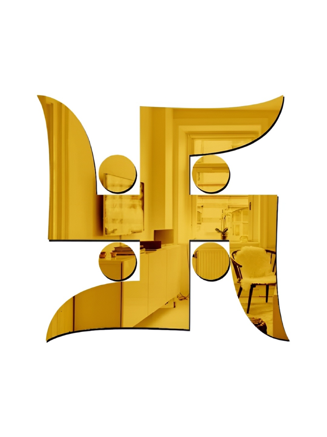 

VAH Kya Bat Hai !! Gold Toned Swastik Shaped Self Adhesive Mirror Wall Decal