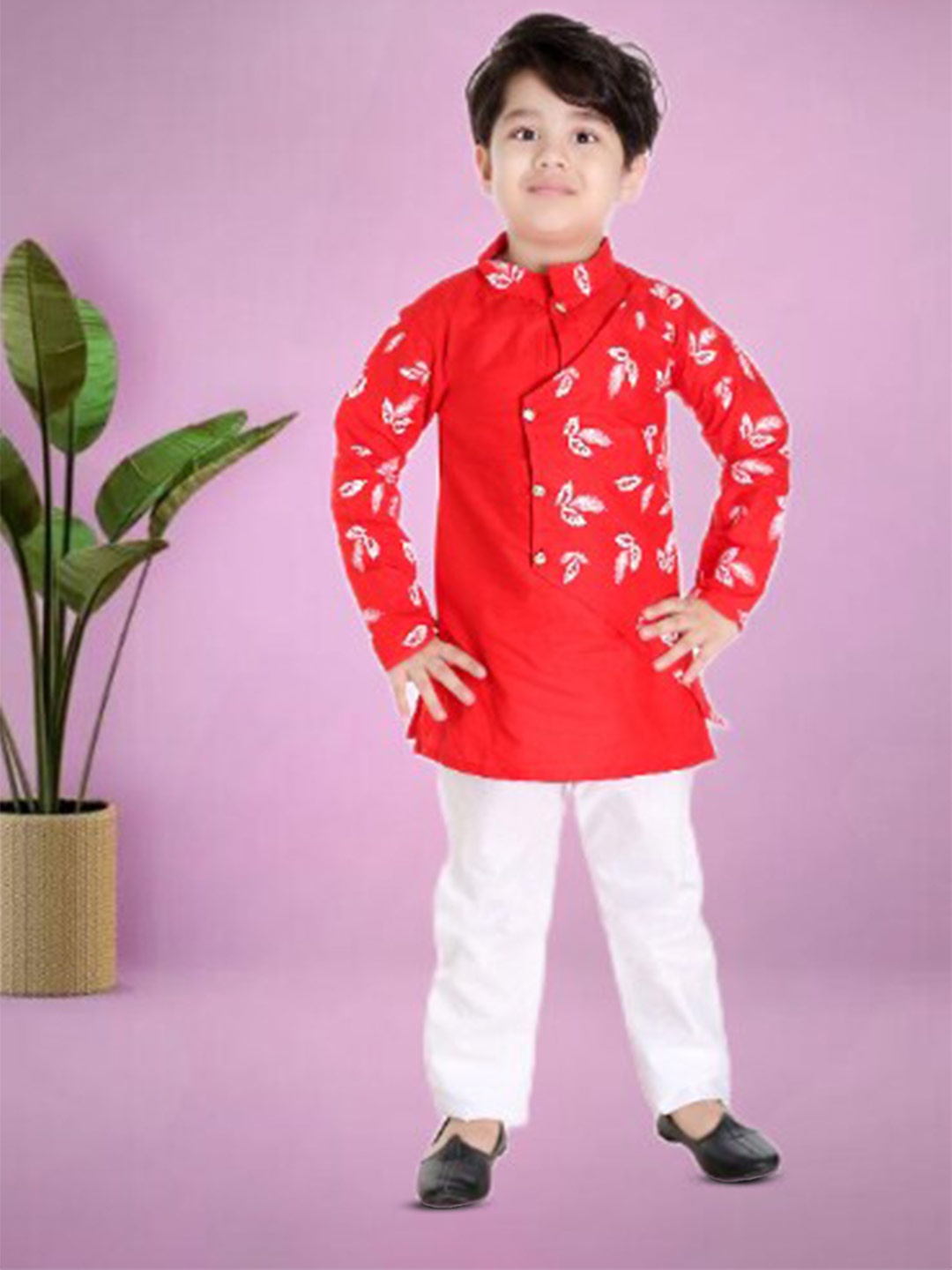 

BAESD Boys Red Pure Cotton Silk Blend