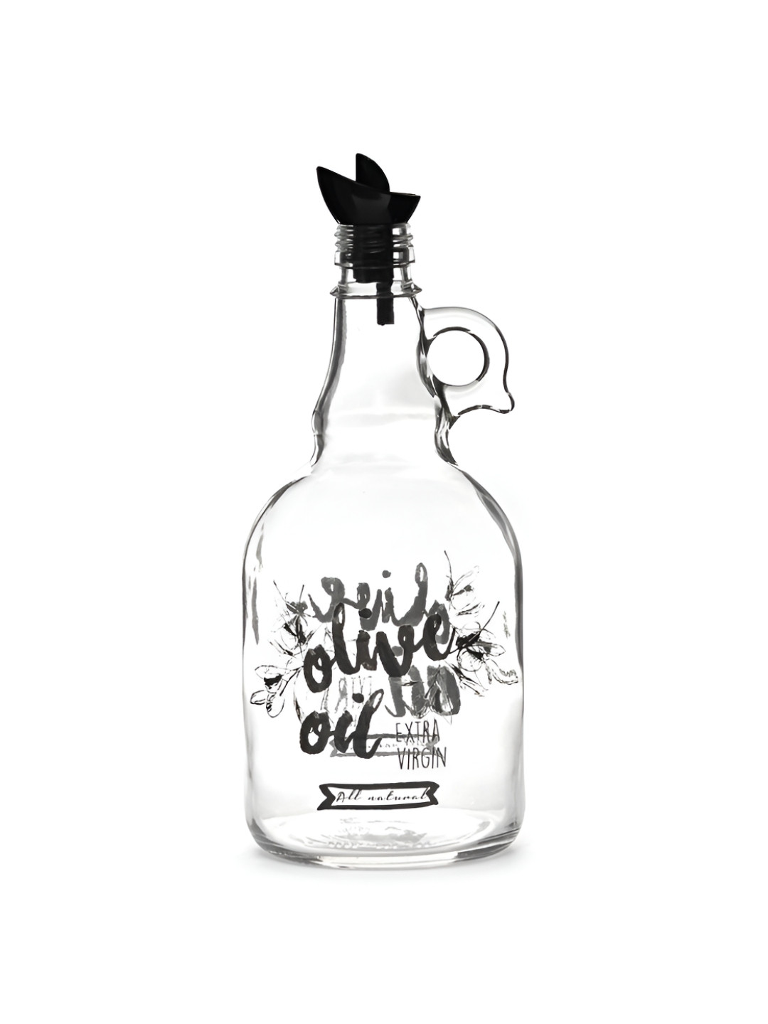 

Athome by Nilkamal Transparent Black Glass Oil Dispenser 1 L