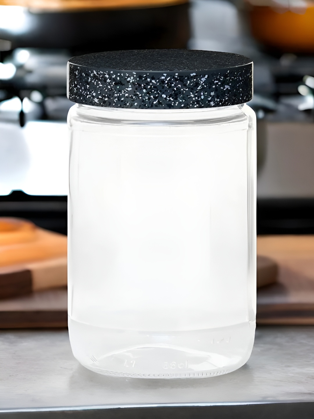 

Athome by Nilkamal Grey Glass Canister 660 ml, Transparent