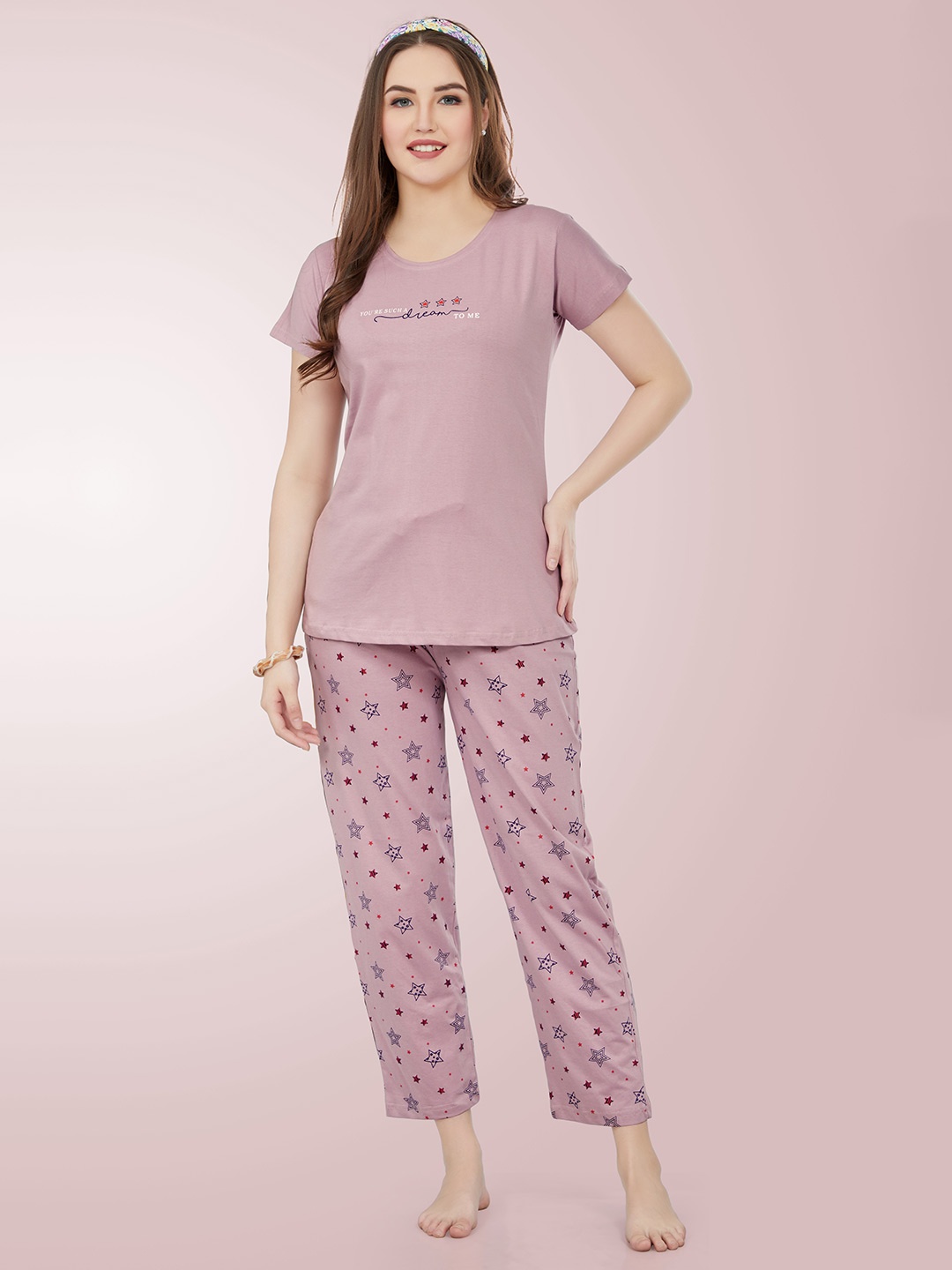 

Munir Women Purple Night suit