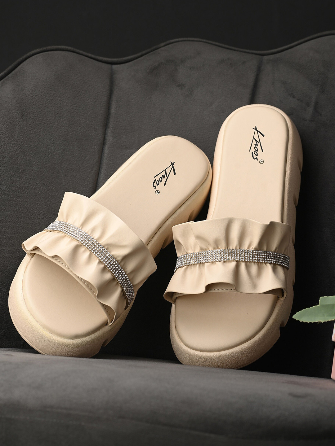 

knoos Embellished Open Toe Flatform Heels, Cream