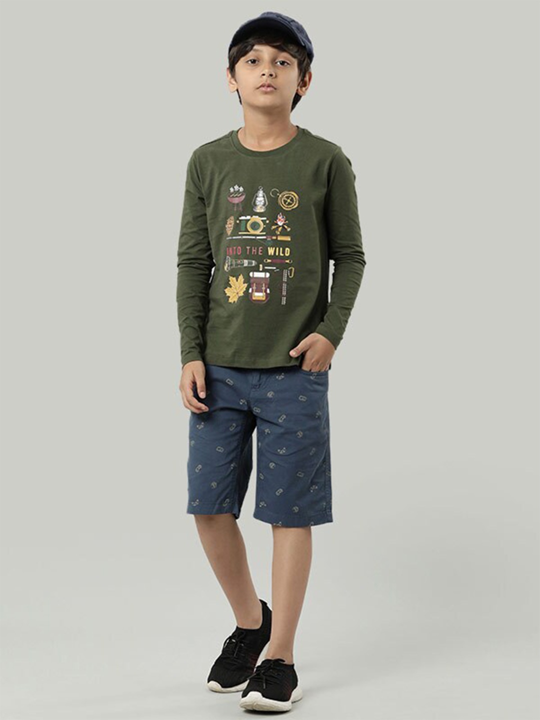

Indian Terrain Boys Graphic Printed Pure Cotton T-shirt, Green