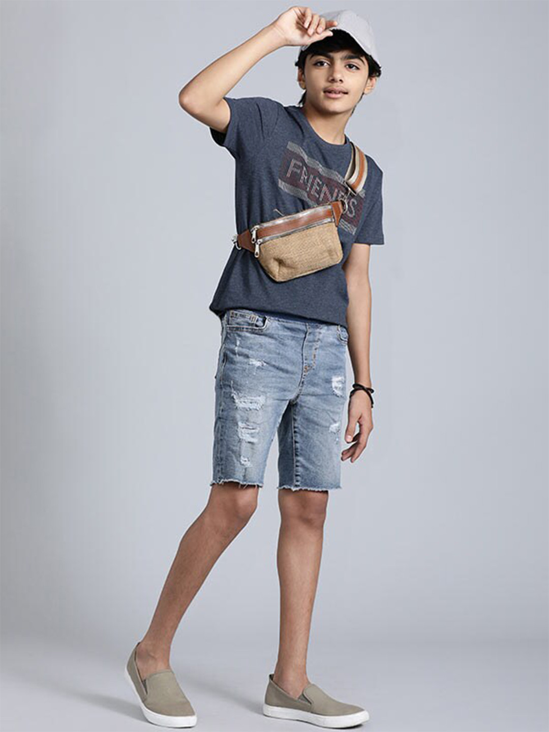

Indian Terrain Boys Typography Printed Cotton T-shirt, Navy blue