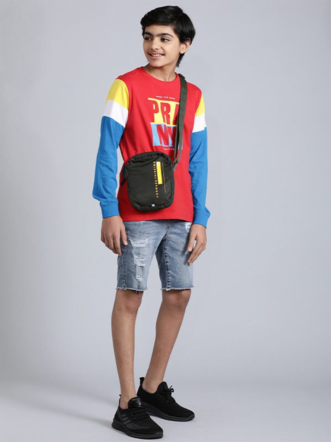 

Indian Terrain Boys Colourblocked Long Sleeves Cotton T-shirt, Red