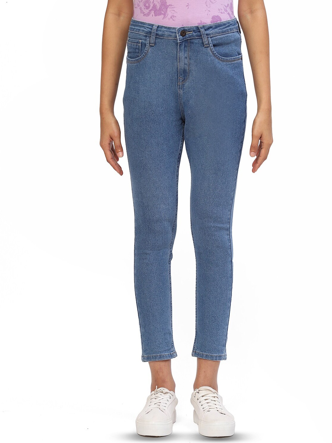 

2Bme Women Straight Fit Clean Look Cotton Cropped Jeans, Blue
