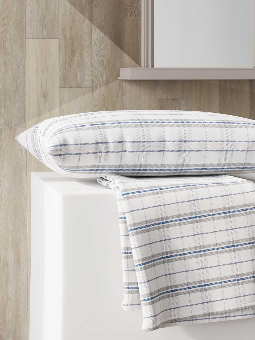 

Layers Emaline White & Grey Striped Cotton 144 TC Single Bedsheet with 1 Pillow Cover
