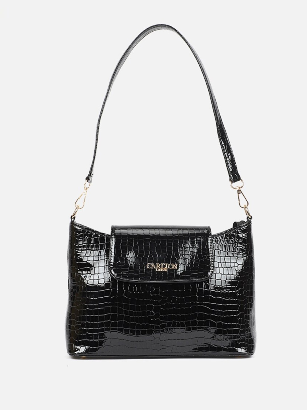 

Carlton London Textured Structured Handheld Bag, Black