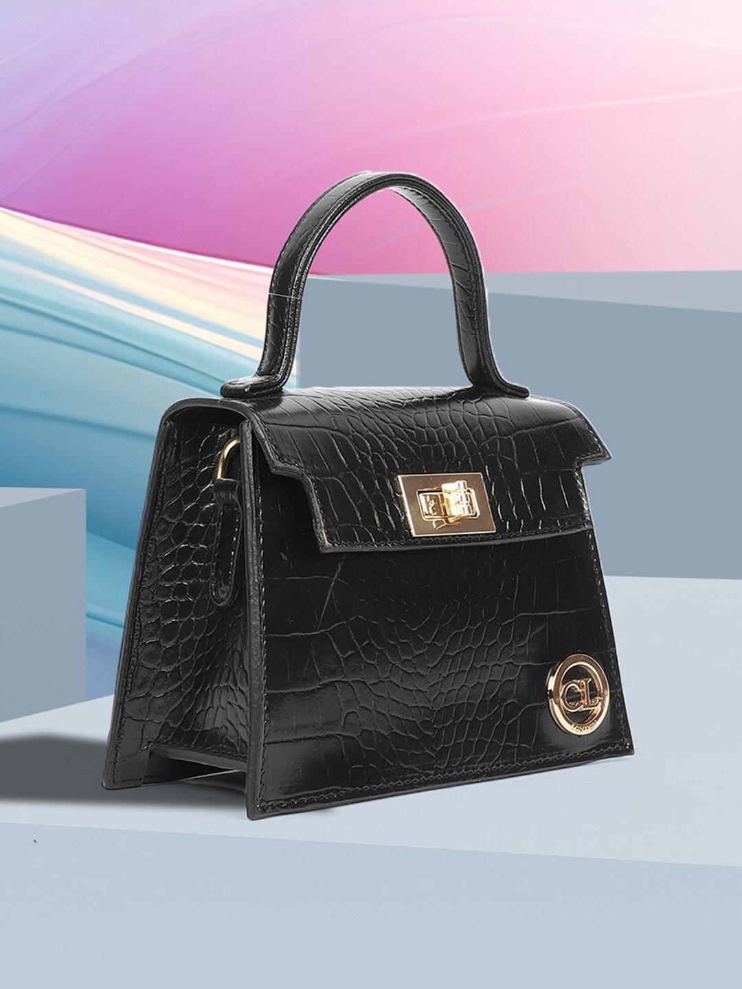 

Carlton London Textured Satchel Bag, Black