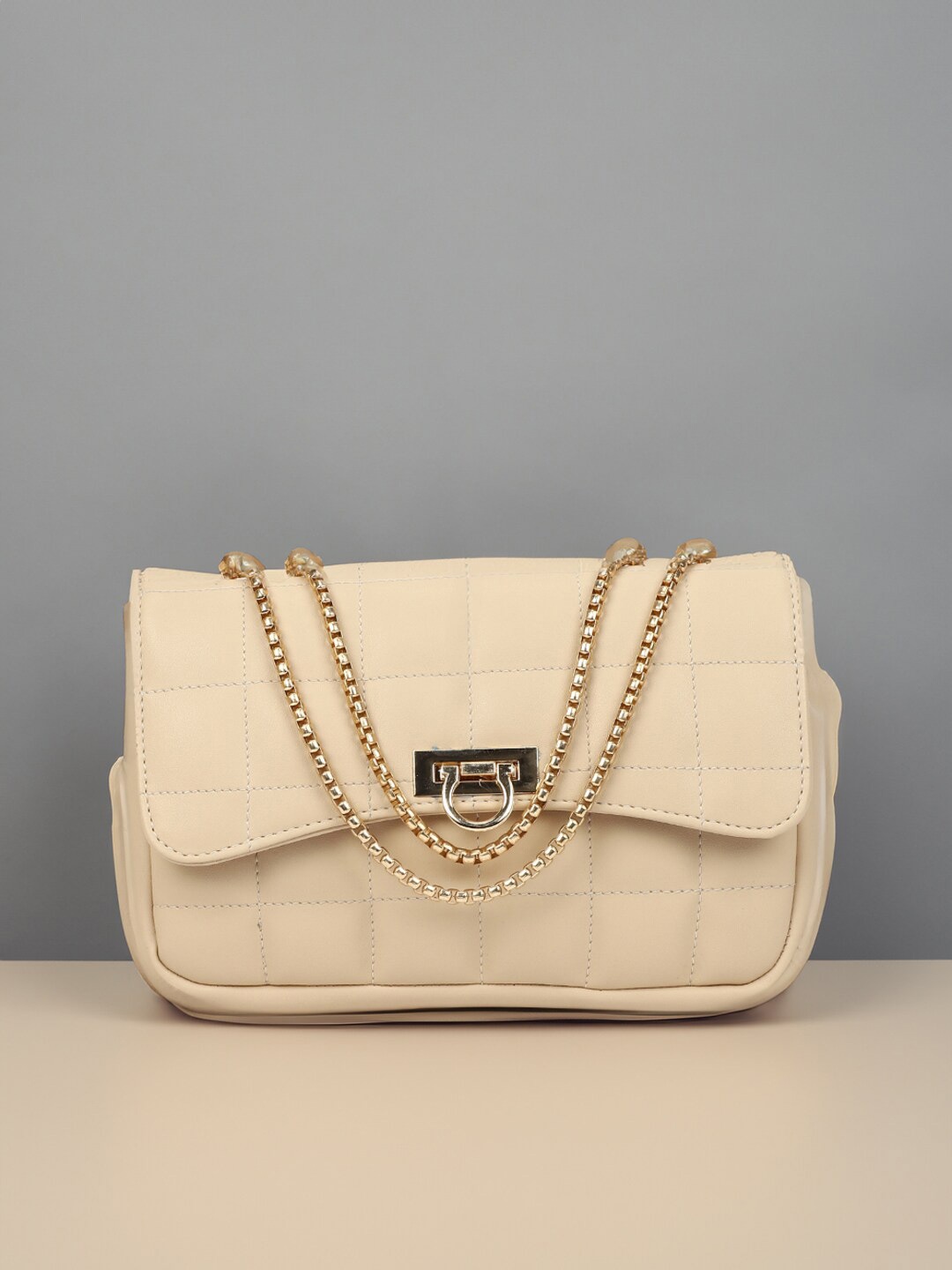 

Carlton London PU Structured Sling Bag With Quilted, Tan