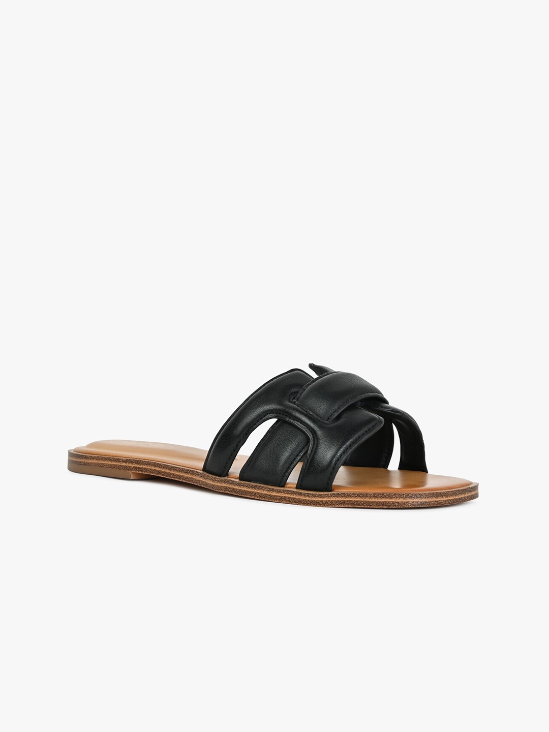 

ALDO ELENAA Strappy Leather Open Toe Flats, Black