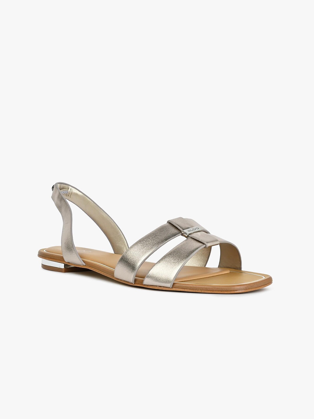 

ALDO BALERA Textured Open Toe Flats, Silver