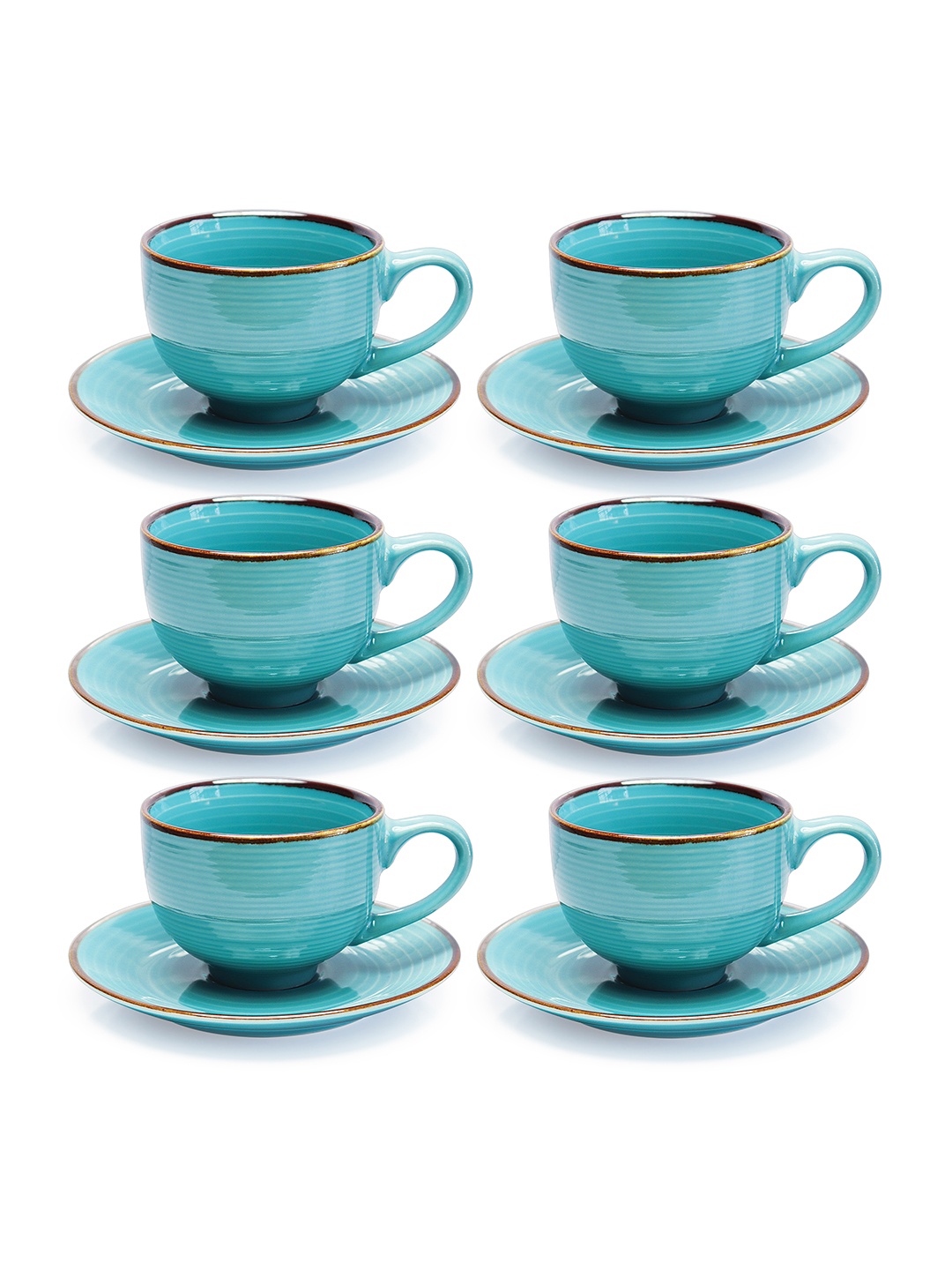

Treo Set of 12 Cyan Eclat Cups and Saucers 160 ML Each, Turquoise blue