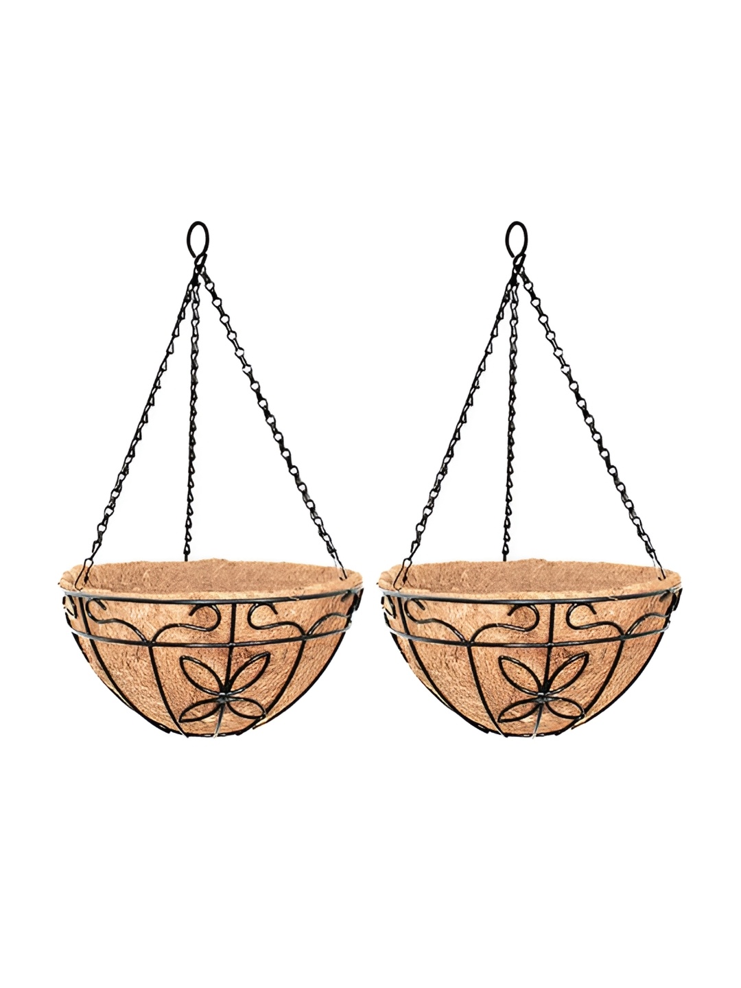 

Garden Deco Brown & Black 2 Pieces Coir Hanging Basket with Chain