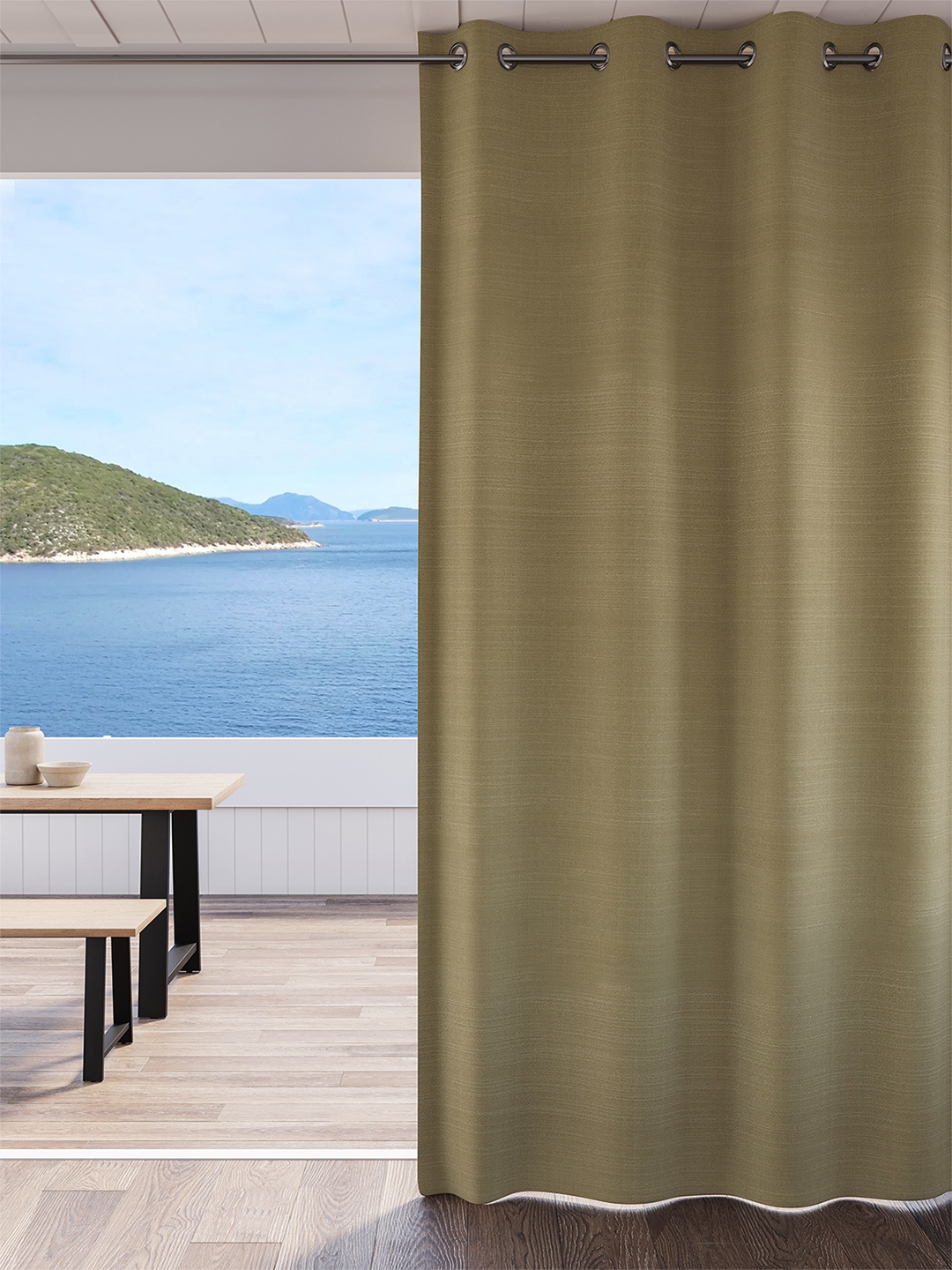 

DDecor Brown Solid Room Darkening Eyelet Long Door Curtain