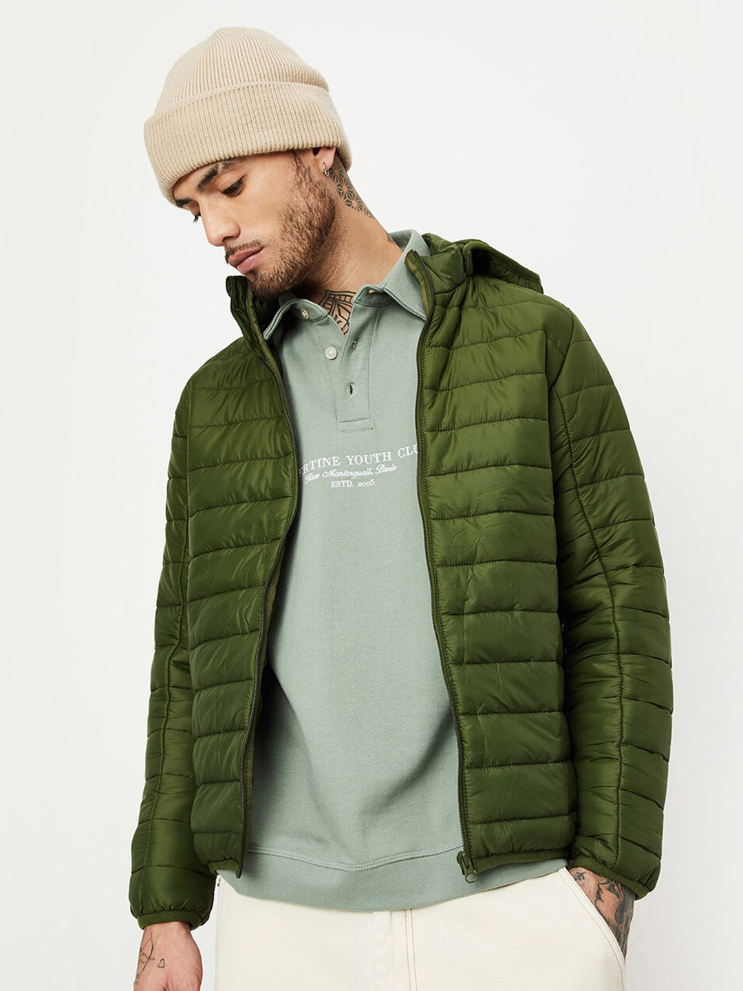 

max Hooded Padded Jacket, Olive