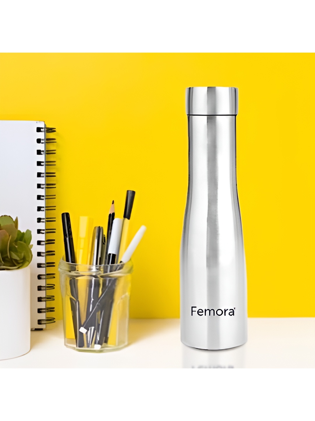 

Femora Silver-Toned Set of 2 Stainless Steel Solid Single Wall Vacuum Water Bottle