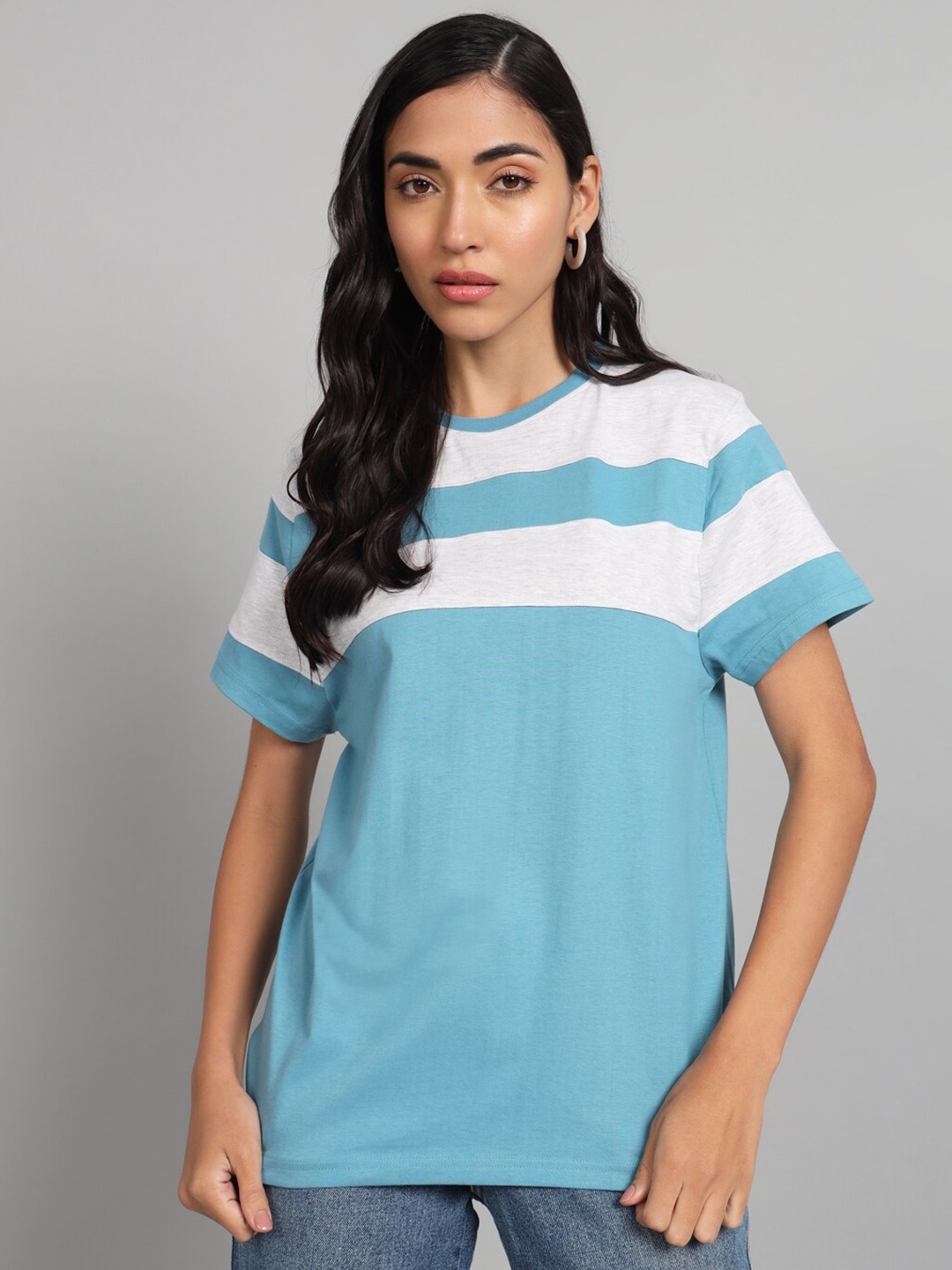 

The Dry State Blue & White Striped Cotton T-shirt