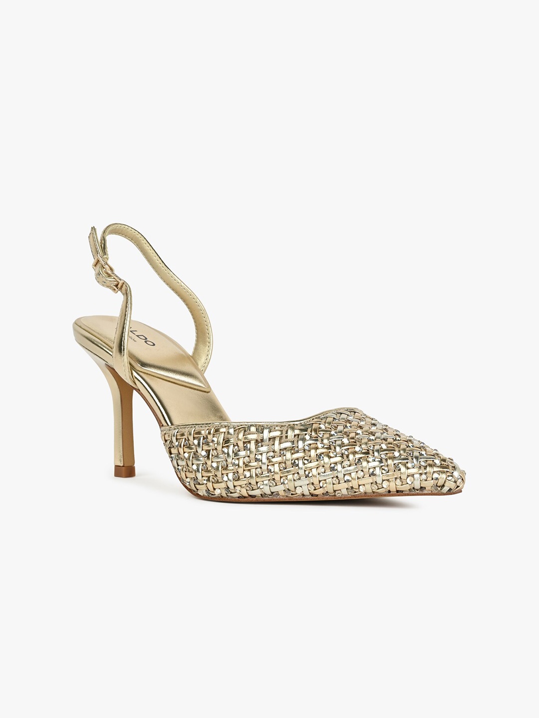 

ALDO ELEONORE Embellished Pointed Toe Slim Heel Pumps, Gold