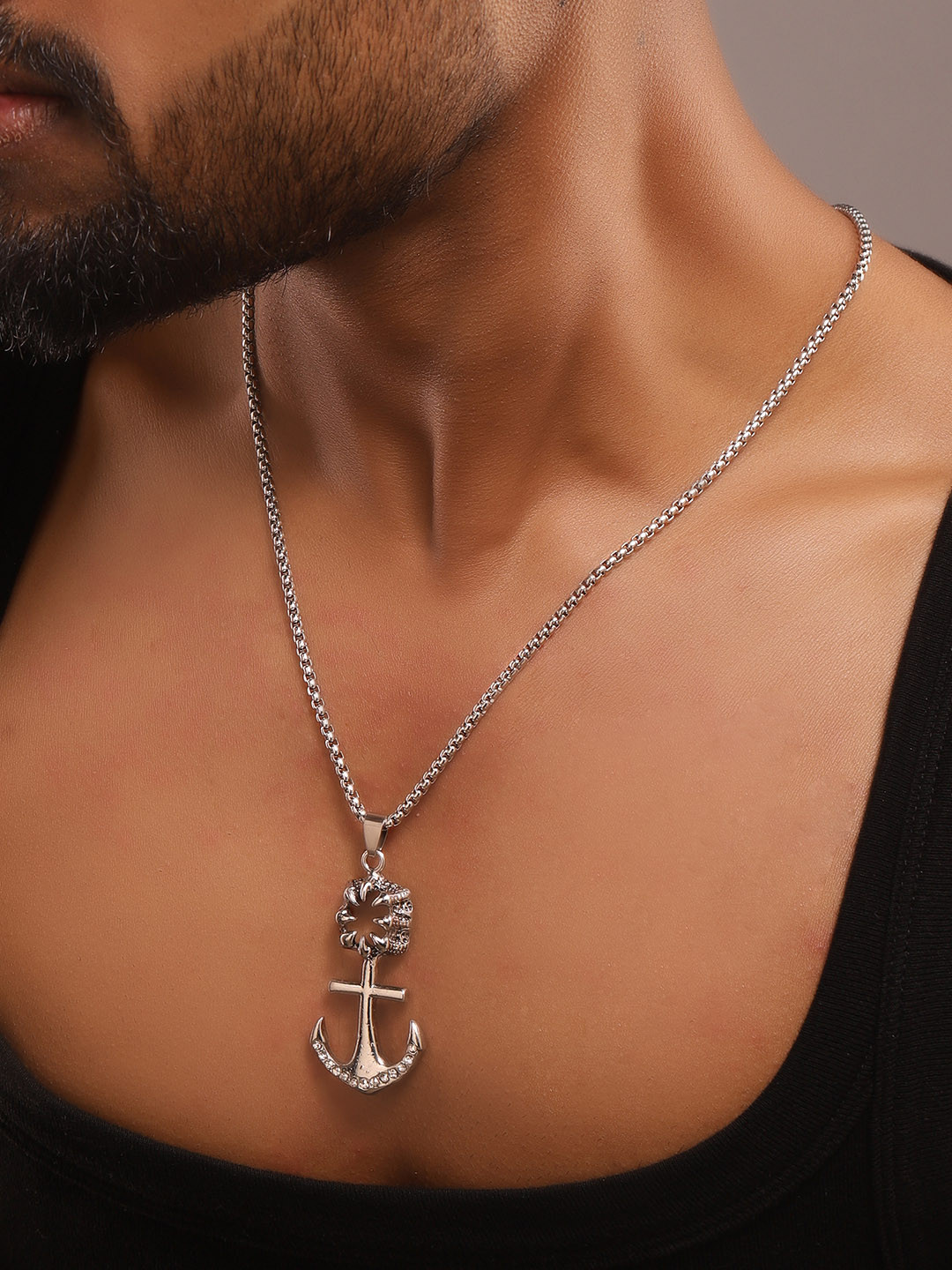 

The Roadster Lifestyle Co. Silver Plated Ship Anchor Pendant & Chain