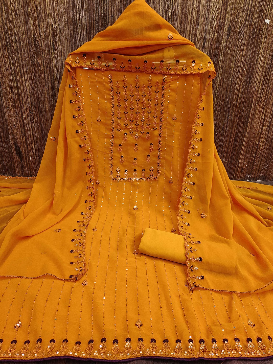 

Panzora Embroidered Unstitched Dress Material, Yellow