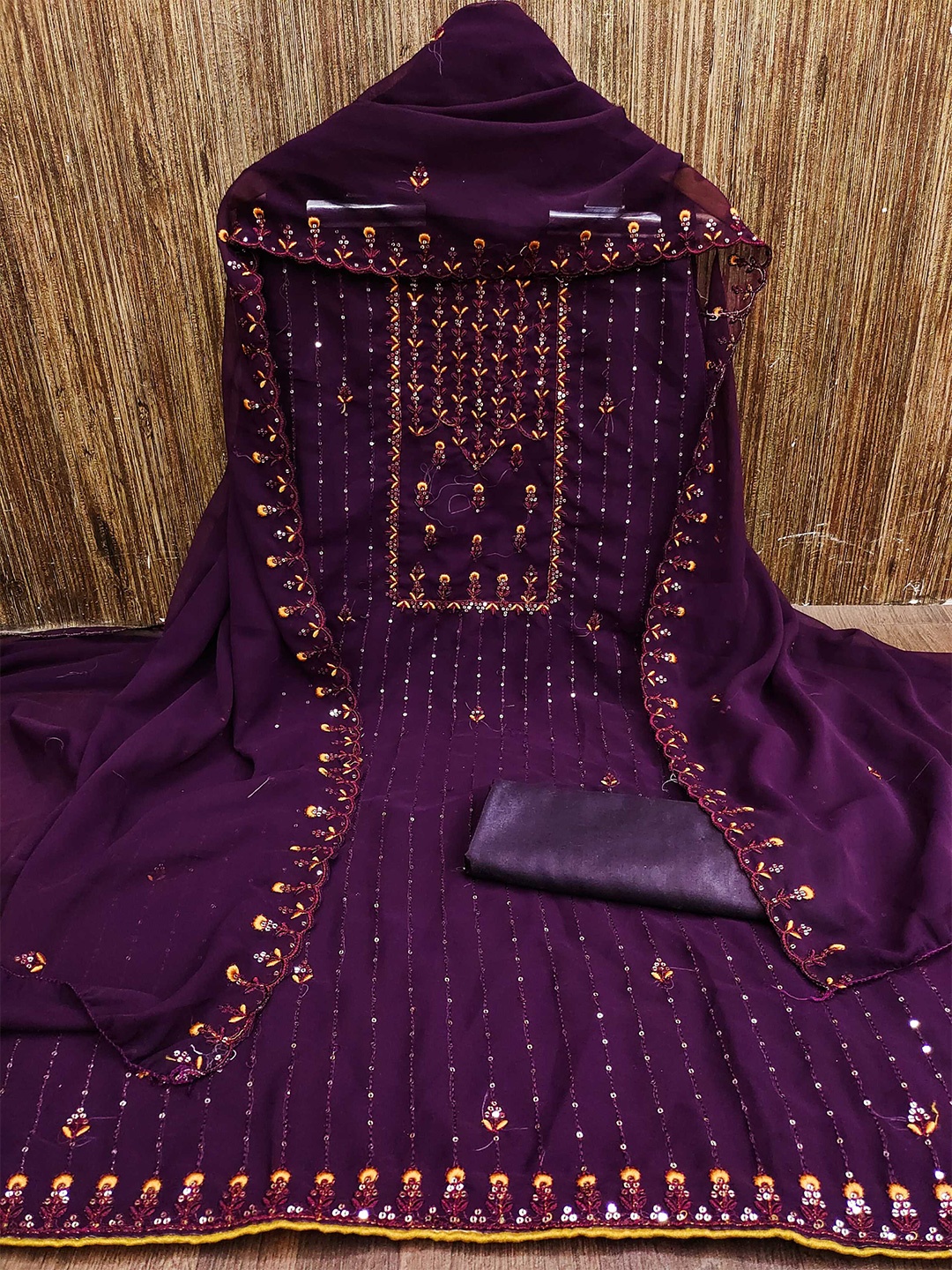

Panzora Embroidered Unstitched Dress Material, Purple