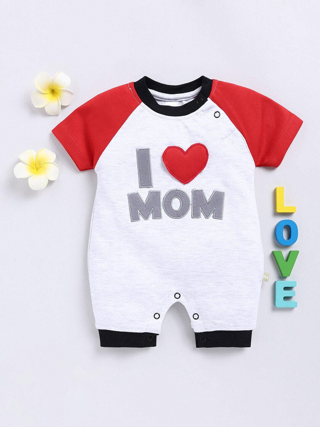 

Moms Love Infants Printed Pure Cotton Rompers, Red