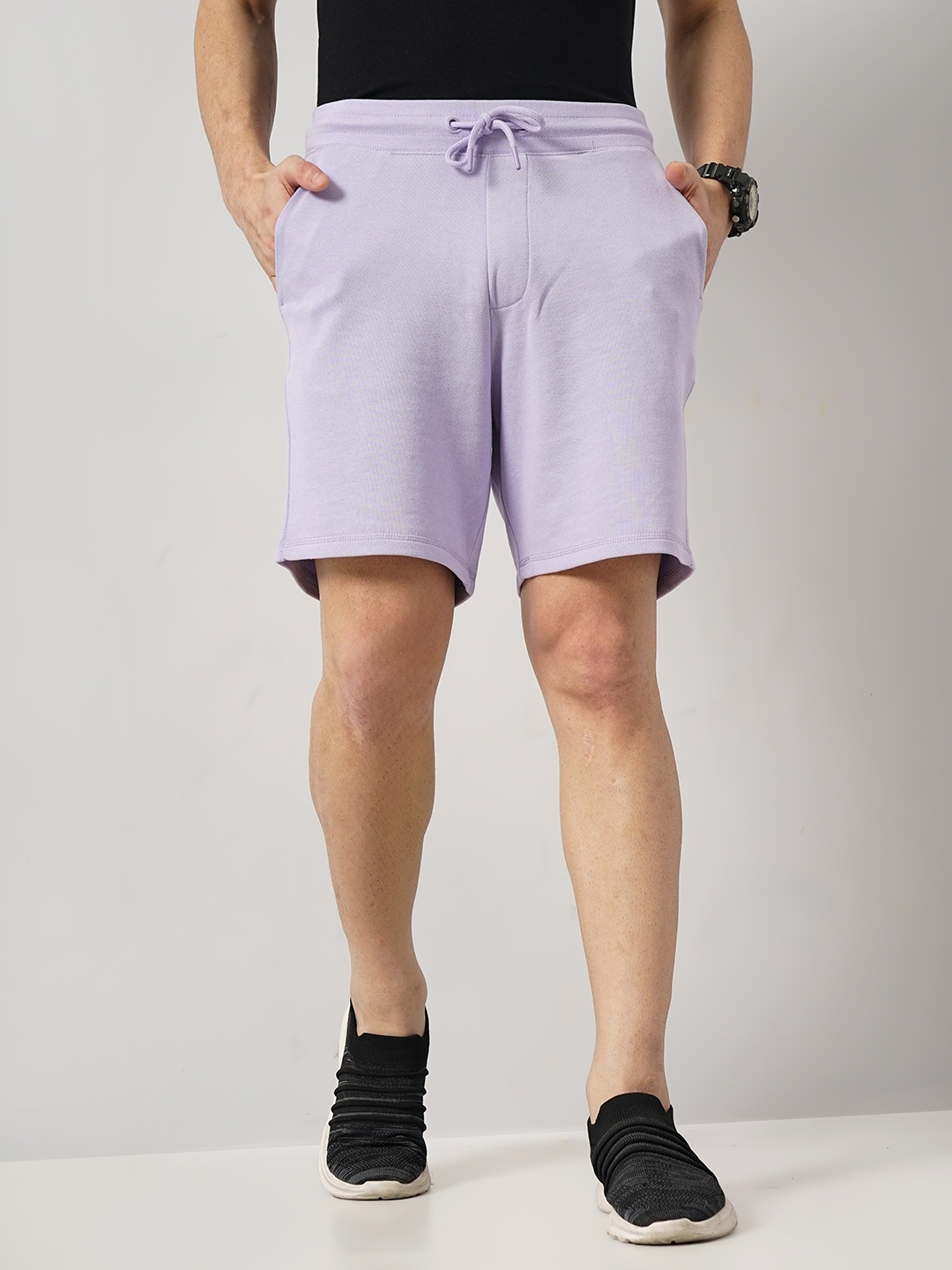 

Celio Men Mid Rise Above knee Length Cotton Sports Shorts, Lavender